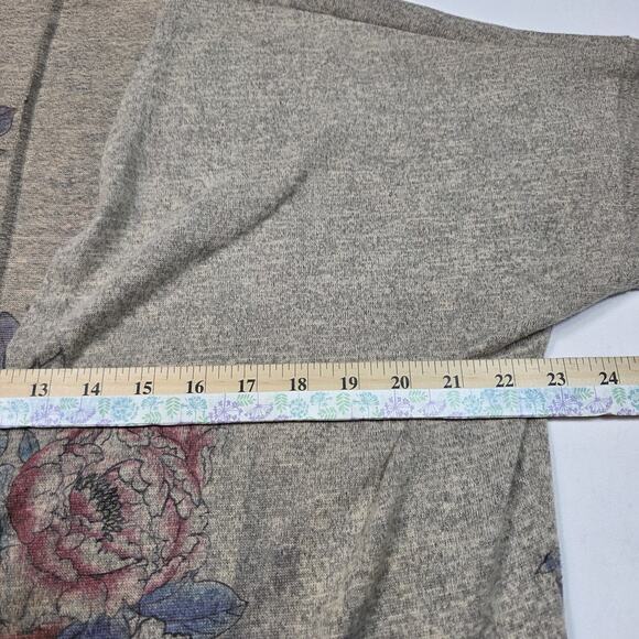 Ginger G Cardigan Women's Large Floral Knit Short Sleeve Open Front boho - Picture 7 of 8